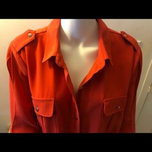 Chico’s red 4pocket, open sleeve button down shirt